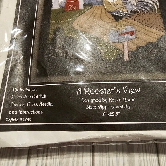 Felt Rooster With A View Wallhanging Craft Kit Chickens Country Decor Art - Picture 4 of 5